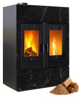 Klover DUAL AIR Hybrid Kombi Kaminofen Holz Pellet  Marble Black/Stahl 17,81 kw